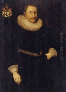 Portrait Of A Gentleman In A Black Jacket With A White Ruff Collar And White Sleeves
