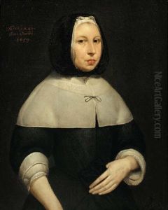 Portrait Of A Lady Wearing A Black Dress With A White Collar And A Black Bonnet Portrait Of A Lady Wearing A Black Dress With A White Collar And A Black Bonnet