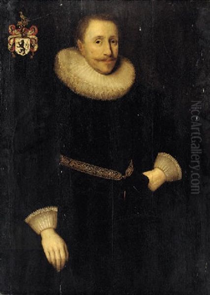 Portrait Of A Gentleman In Black Jacket With A White Ruff Collar And White Sleeves - view 1