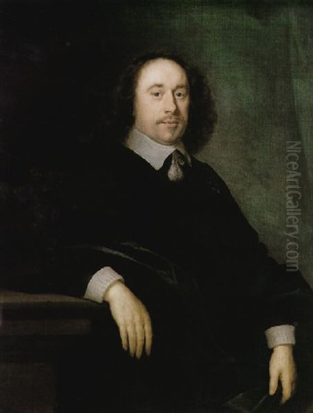 Portrait Of A Gentleman Wearing A Black Coat And White Collar - view 1
