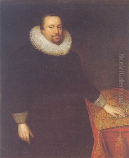 Portrait Of Thomas Coventry, 1st Baron Coventry by Cornelis Jonson Van Ceulen