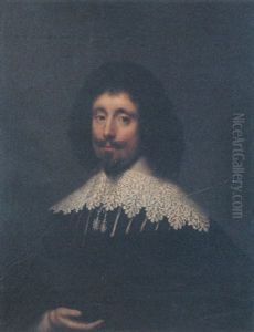 Portrait Of A Gentleman (james Howell ?) In A Black And White Doublet, White Lace Collar, And Black Mantle