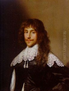 Portrait Of A Gentleman Wearing A Lace Collar And Black Slashed Jacket