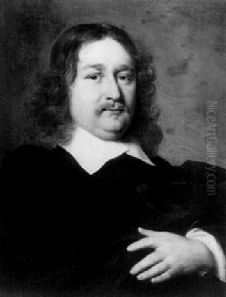 Portrait Of A Gentleman, Bust Length, In Black And White Collar - view 1