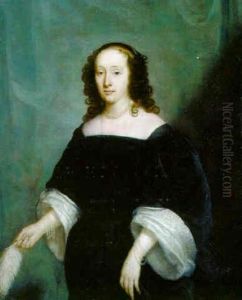 Portrait Of A Lady, In A Black Dress And Pearl Necklace by Cornelis Jonson Van Ceulen