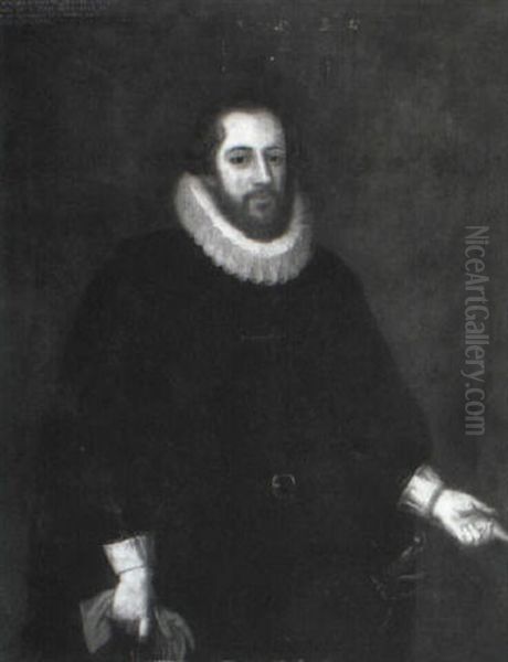 Portrait Of Edward Hanbury Standing, Wearing A Wheel Ruff - view 1