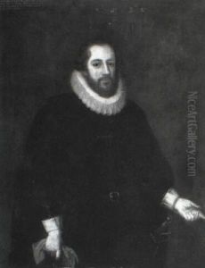 Portrait Of Edward Hanbury Standing, Wearing A Wheel Ruff by Cornelis Jonson Van Ceulen