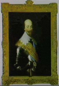 Portrait De Robert Bertie Comte De Lindsey En Armure Et     Portant En Medaillon L'ordre De La Jarretiere