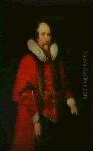 Portrait Of A Gentleman; Another Portrait Of His Wife by Cornelis Jonson Van Ceulen