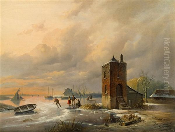 Winterlandschaft Mit Eislaufern - view 1