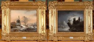 Paysage Hivernal Au Patineur (+ Bord De Mer Anime Au Clair De Lune; 2 Works)
