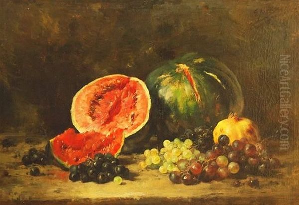 Fruchtestilleben Mit Melone Und Trauben - view 1