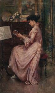 Interieur Anime D'une Femme A La Mandoline