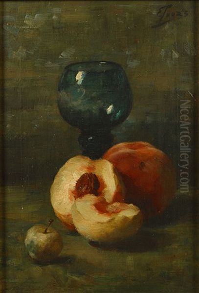 Stilleven Met Perzik, Appel En Glas - view 1