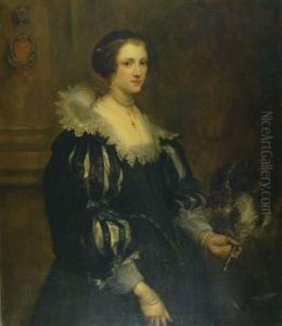 Portrat Einer Frau Mit Spitzenkragen, Nach Van Dyck by Eugene Joors