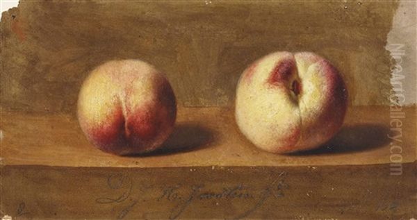 Two Peaches On A Ledge - view 1