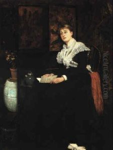 A Young Woman Reading A Letter by Louise Jopling