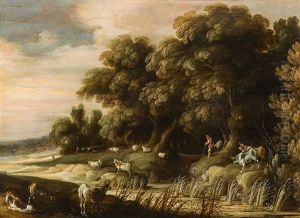 Landscape With Animals And Shepherds by Hans Jordaens III