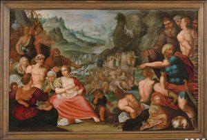 Moise Faisant Jaillir L"eau Du Rocher by Hans Jordaens III