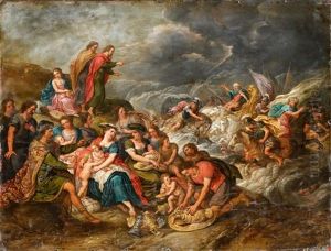 Moses Vernichtet Die Truppen Des Pharao Im Roten Meer by Hans Jordaens III