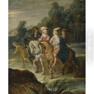 An Elegant Company On Horseback by Hans Jordaens III