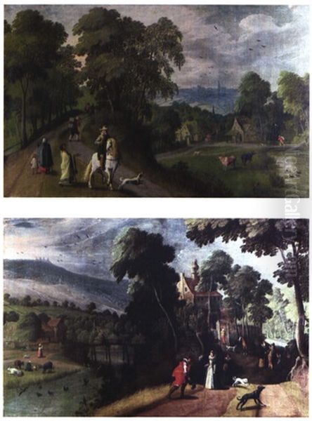 Le Rencontre Sur Le Chemin (+ Paysage Aux Cavaliers Et Paysans; Pair) - view 1