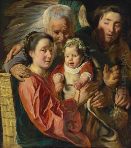 The Holy Family With An Angel by Jacob Jordaens