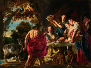 Hermes Entertained By Calypso by Jacob Jordaens