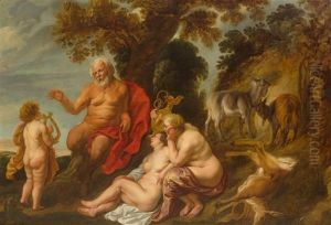 Pan Teaches The Young Achilles To Play Music by Jacob Jordaens