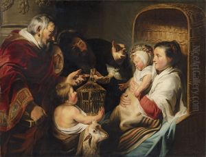 The Holy Family With The Infant Saint John And His Parents by Jacob Jordaens