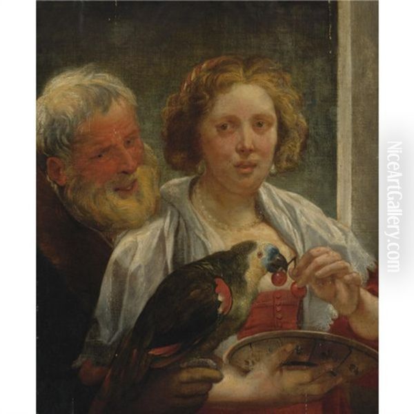 A Bearded Man And A Woman With A Parrot: Unrequited Love - view 1