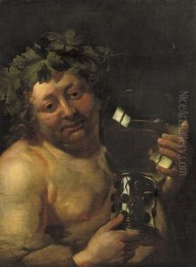 Bacchus Holding A Roemer Of White Wine