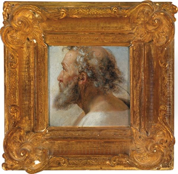 Studie Eines Bartigen Mannes Im Profil - view 1