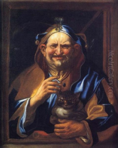 Portrait D'un Bouffon Avec Un Chat - view 1
