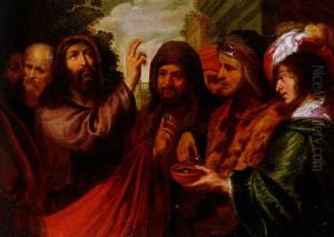 Der Zingsgroschen. Christus Mit Vier Reich Gekleideten Pharisaern