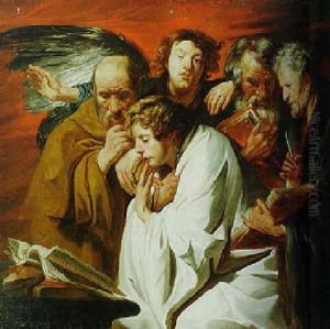 The Four Evangelists Accompanied By An Angel by Jacob Jordaens