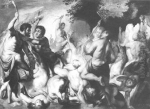 Die Schlacht Zwischen Lapithen Und Kentauren by Jacob Jordaens