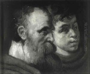 Head Of A Bearded Man And A Youth by Jacob Jordaens