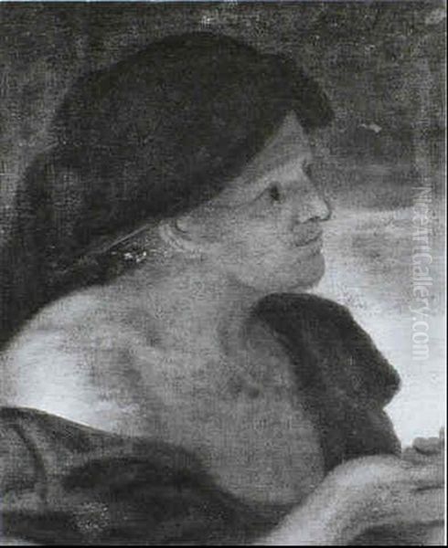 Study Of An Old Woman Wearing A Headdress - view 1