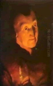 Study Of An Old Woman, Bust Length, Holding A Candle by Jacob Jordaens