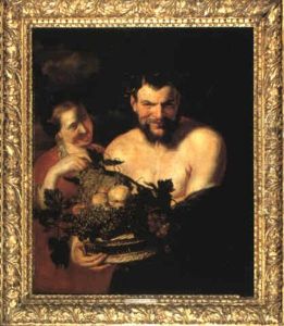 Jeune Femme Et Faune Au Panier De Fruits