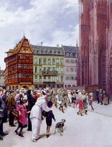 Auf Dem Munsterplatz Zu Strasburg Zieht Eine Patrouille Zur Verlesung Einer Proklamation Auf