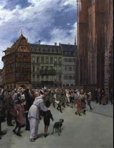 Vor Der Kathedrale In Strassburg by Carl Jordan