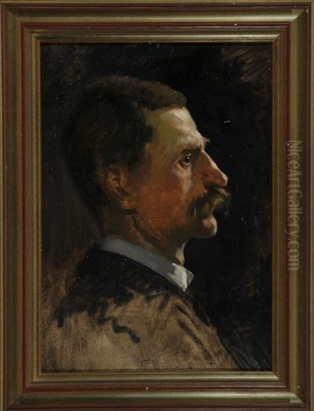 Portrait Eines Mannes Mit Schnurrbart Im Profil - view 1