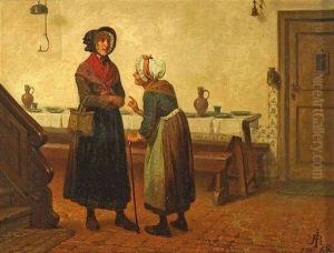 Begegnung Zweier Bewohnerinnen Des Frauenhauses In Amsterdam by Rudolf Jordan