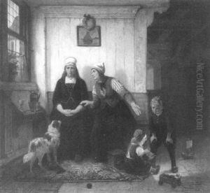 Interieur Mit Der Trauernden Witwe Eines Fischers Und Ihrer Nachbarin by Rudolf Jordan