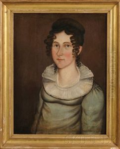 Portrait Of A Young Woman Wearing A Blue Gown