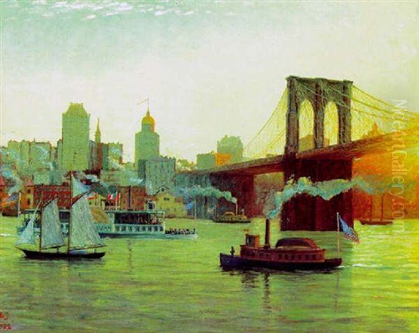 New York Mit Brooklyn Bridge Am Morgen - view 1