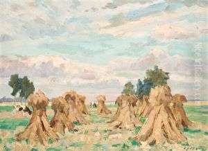 Kornhocken Bei Lilienthal by Carl Joerres