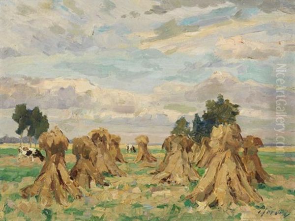 Kornhocken In Landschaft Bei Lilienthal - view 1